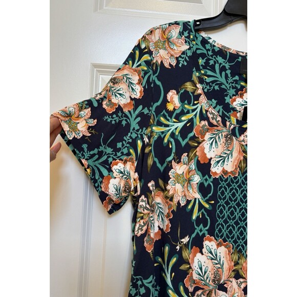 JM COLLECTION WOMENS TOPS FLORAL PULLOVER SHORT SLEEVE CREW NECK KNIT MULTICOLOR - Picture 7 of 7